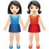 👭🏻 women holding hands: light skin tone display on Apple